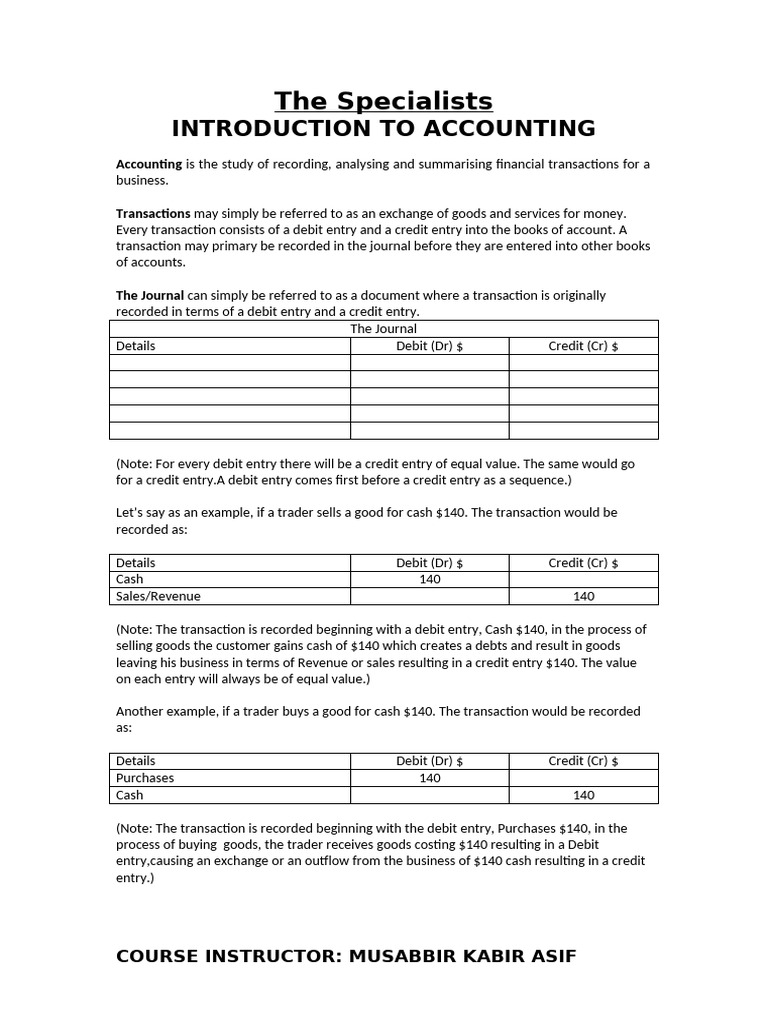 Introduction to Accounting Basics | PDF