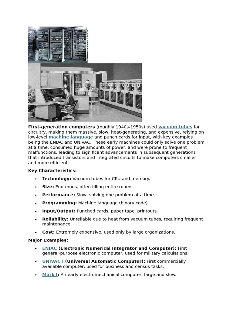 Overview of First-Generation Computers | PDF | Office Equipment ...