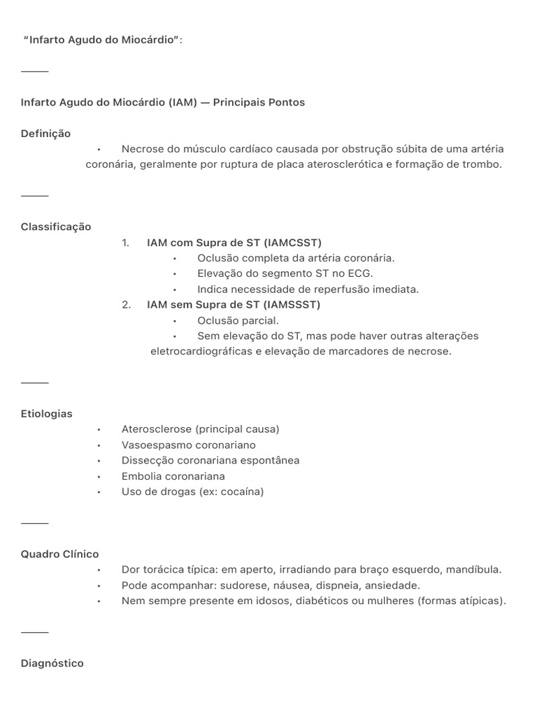 Infarto Agudo do Miocárdio: Causas e Tratamento | PDF | Infarto do ...