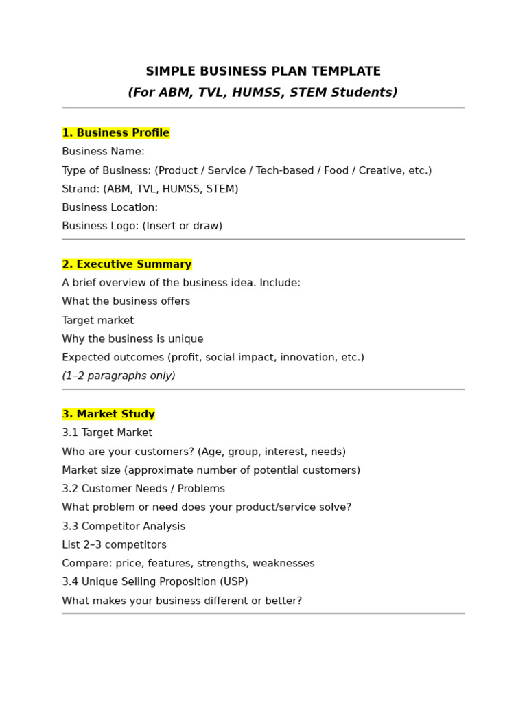 Simple Business Plan Template (1) | PDF