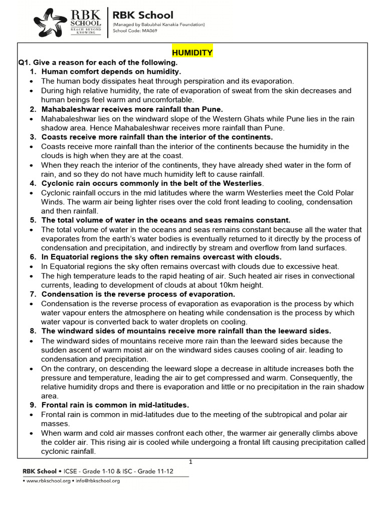 Understanding Humidity and Rainfall Types | PDF | Precipitation | Rain