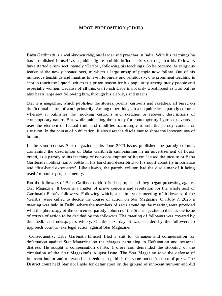 New Moot Problem | PDF | Defamation | Justice