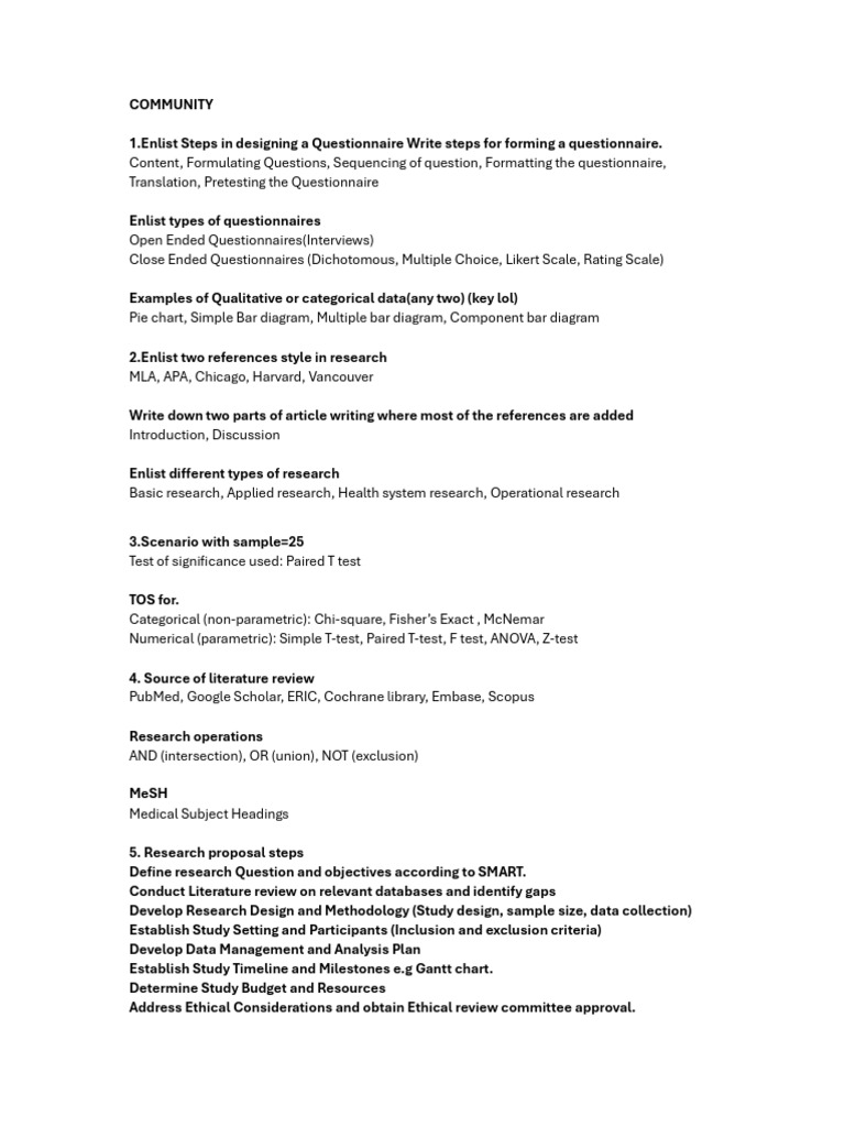 Research Proposal and Questionnaire Design Guide | PDF | Creatinine ...