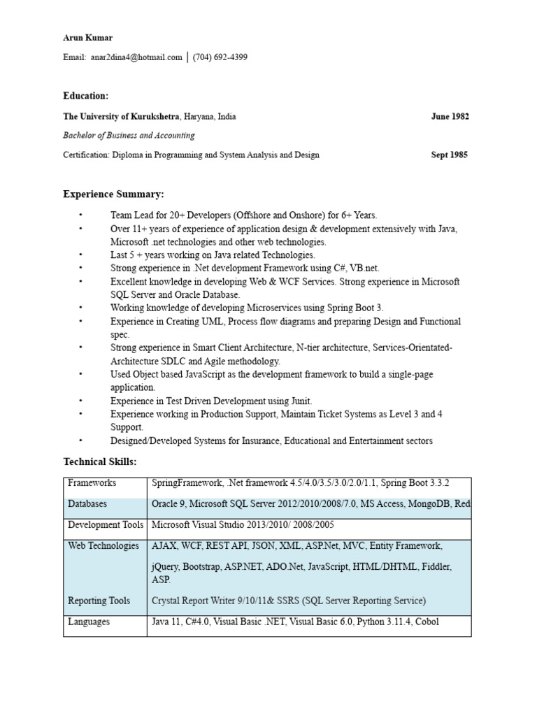 Senior Software Engineer Resume | PDF | Microsoft Sql Server | Web ...