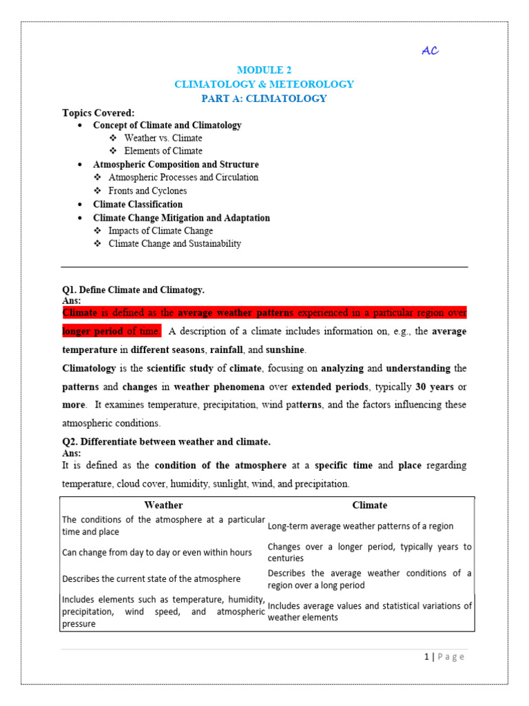 Climatology and Meteorology Overview | PDF | Atmosphere Of Earth ...