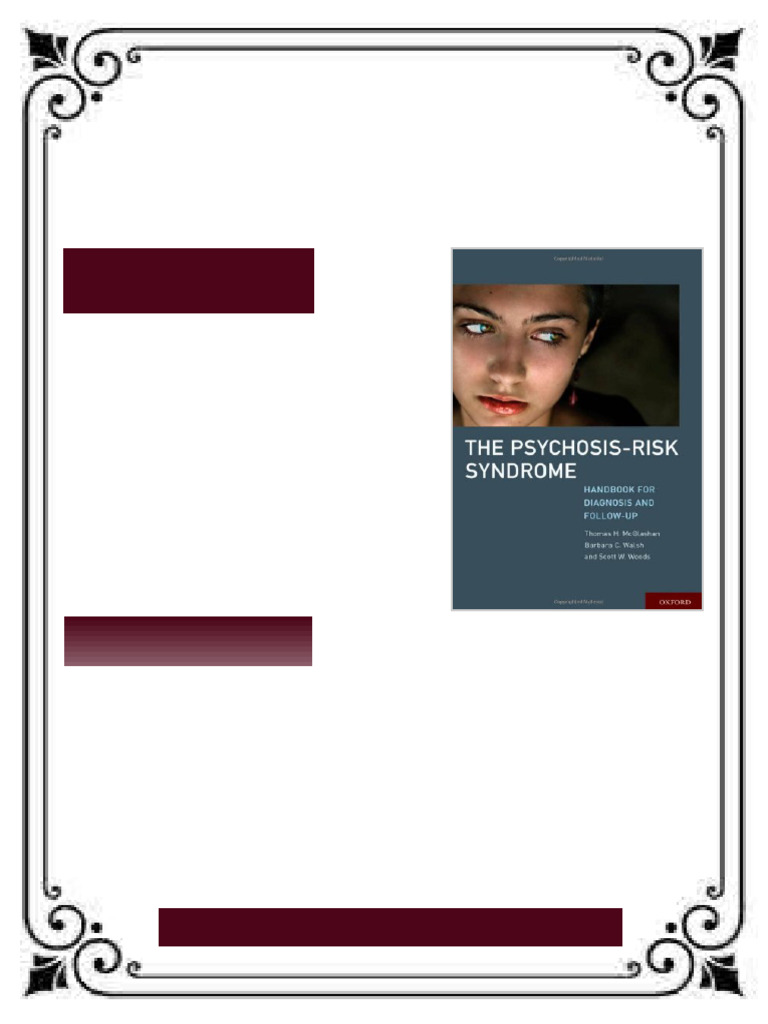 The Psychosis Risk Syndrome Handbook for Diagnosis and Follow Up 1st ...