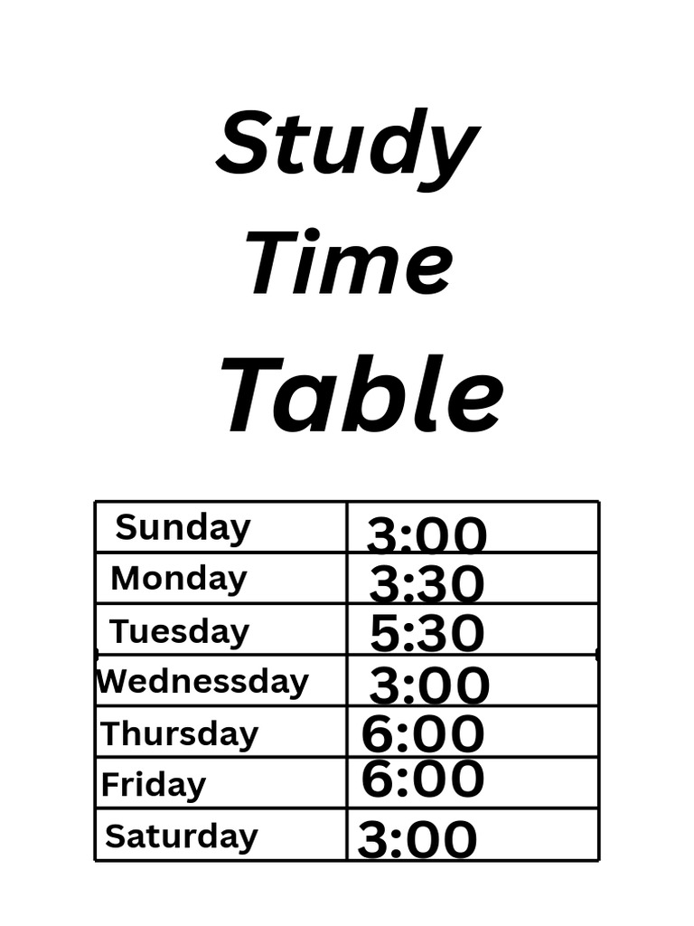 Weekly Study Time Schedule | PDF