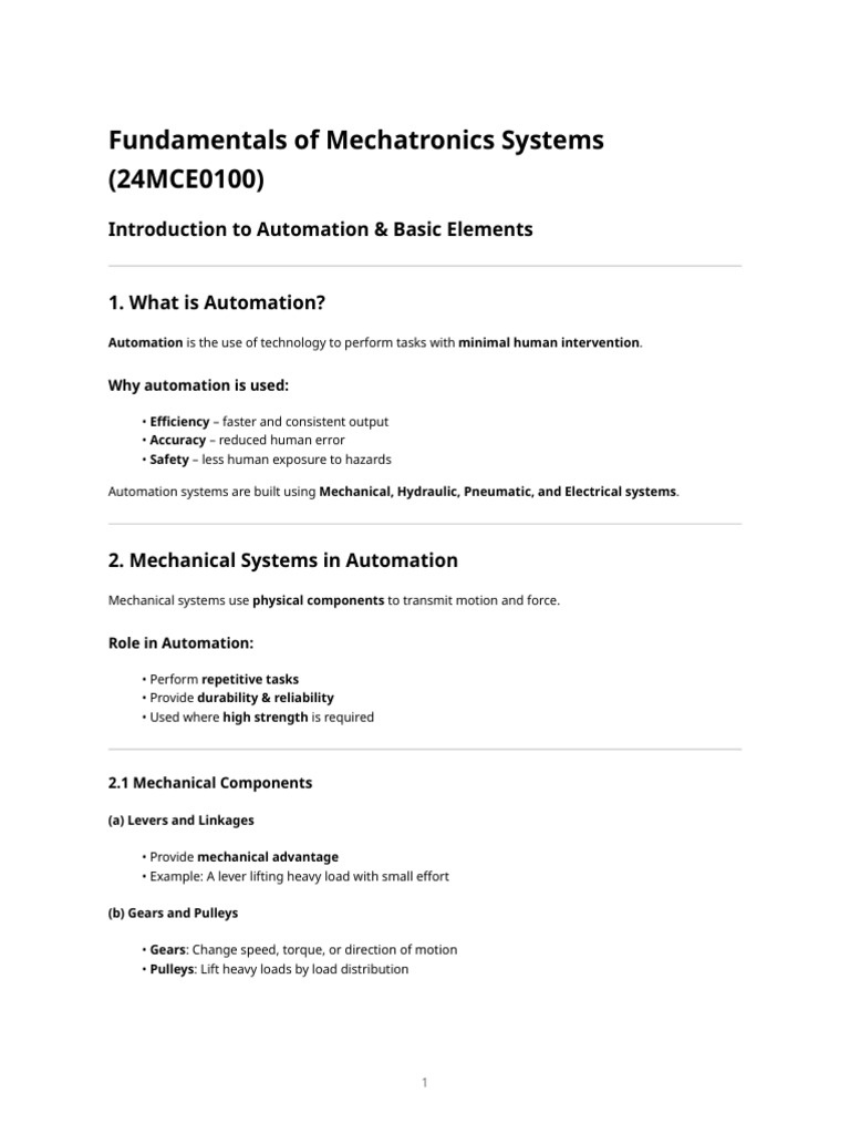 Mechatronics Systems Overview | PDF | Machines | Valve