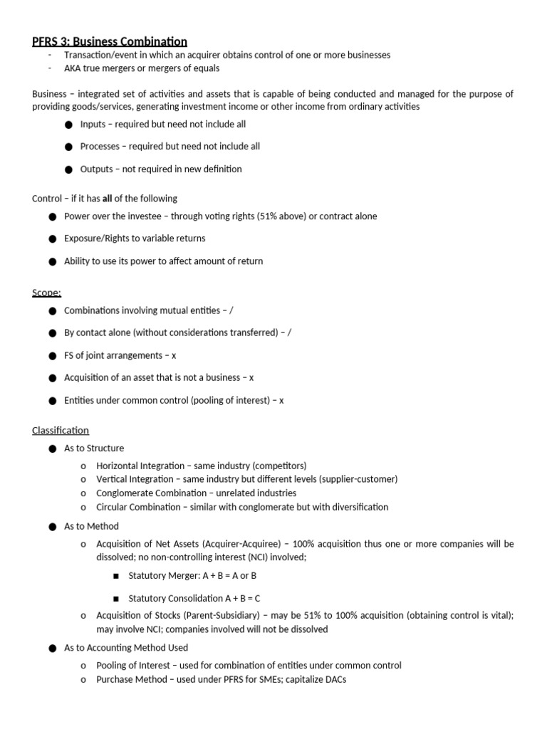 Understanding PFRS 3: Business Combinations | PDF | Goodwill ...