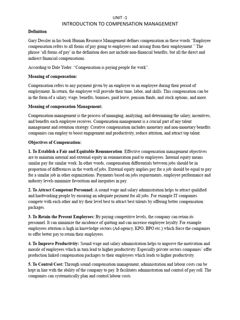 Introduction to Compensation Management | PDF | Cost Of Living | Employment