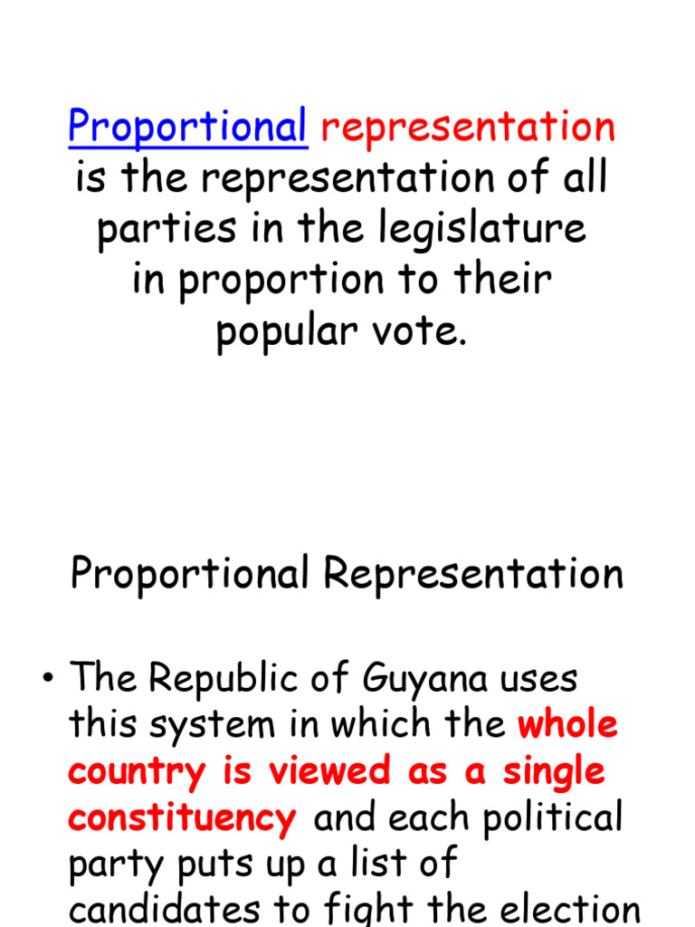Proportional Representation in Guyana | PDF | Electoral District ...