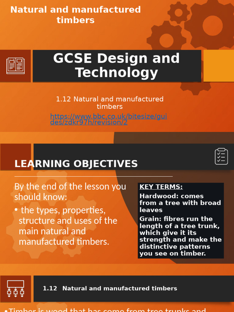 GCSE Design and Technology Natural and Manufactured Timbers Topic 1.12 ...