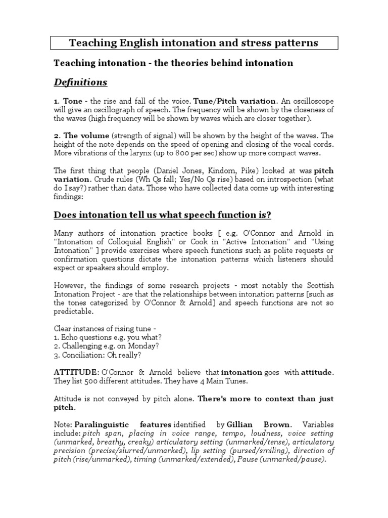 Teaching English Intonation and Stress | PDF | Stress (Linguistics ...