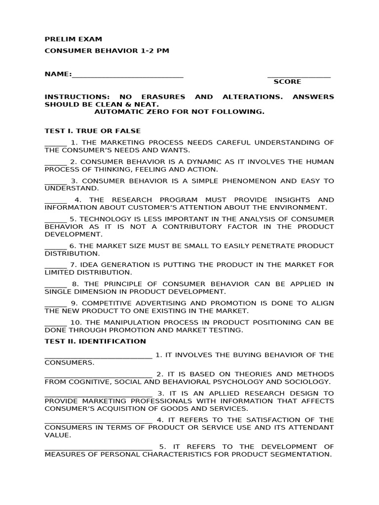 Consumer Behavior and Sales Exam Guide | PDF | Advertising | Consumer ...