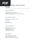 Heat and Mass Transfer Formula Sheet | PDF