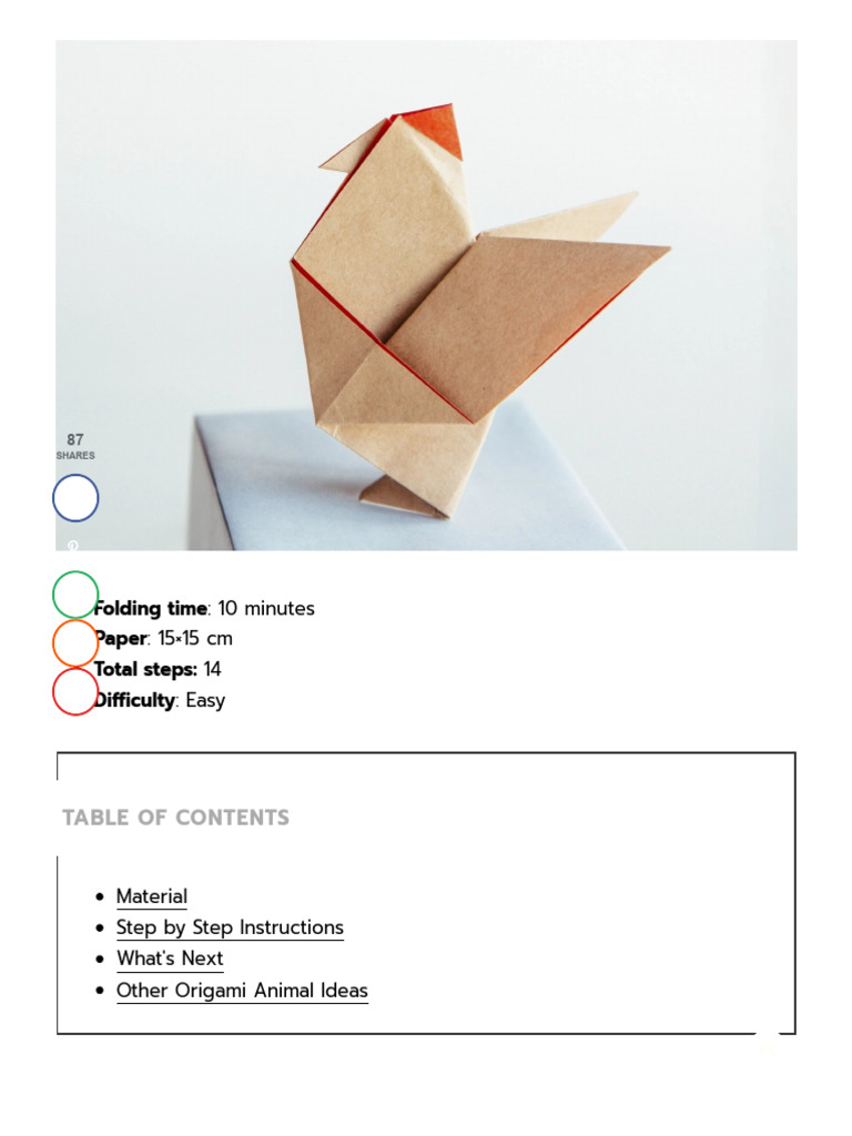 Easy Origami Rooster Tutorial | PDF | Origami | Paper