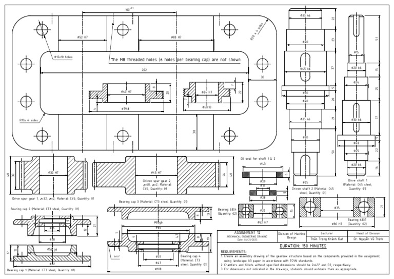 Gearbox Assembly Drawing Assignment | PDF | Machines | Manufactured Goods