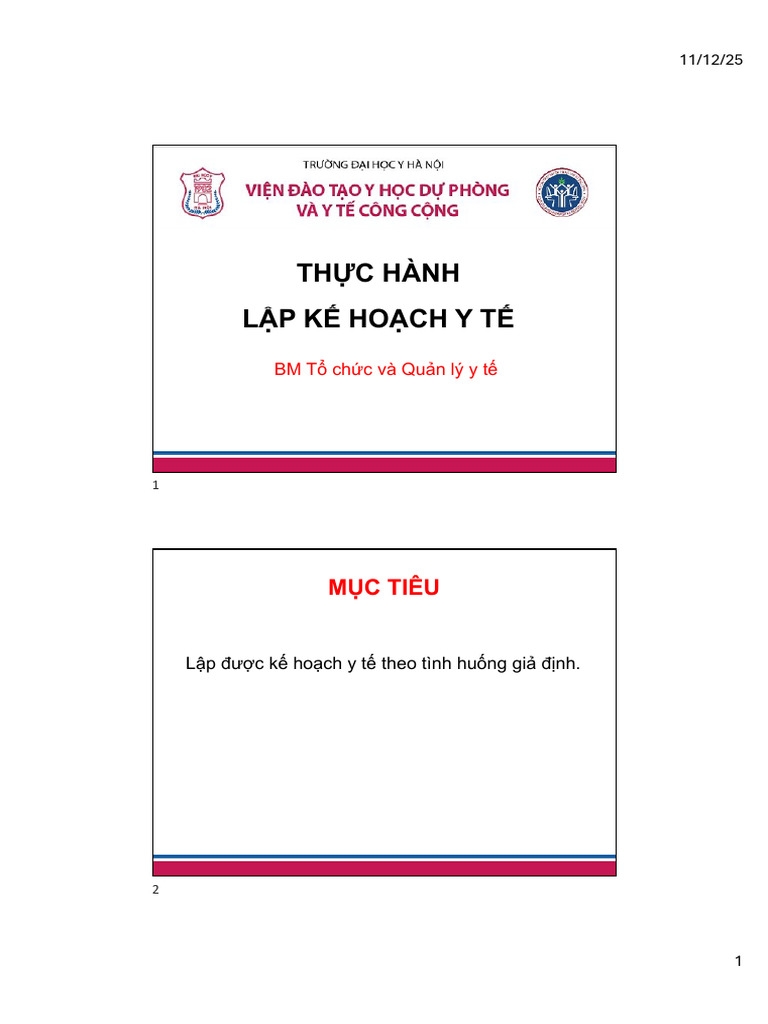 Thuc Hanh Lap Ke Hoach y Te | PDF
