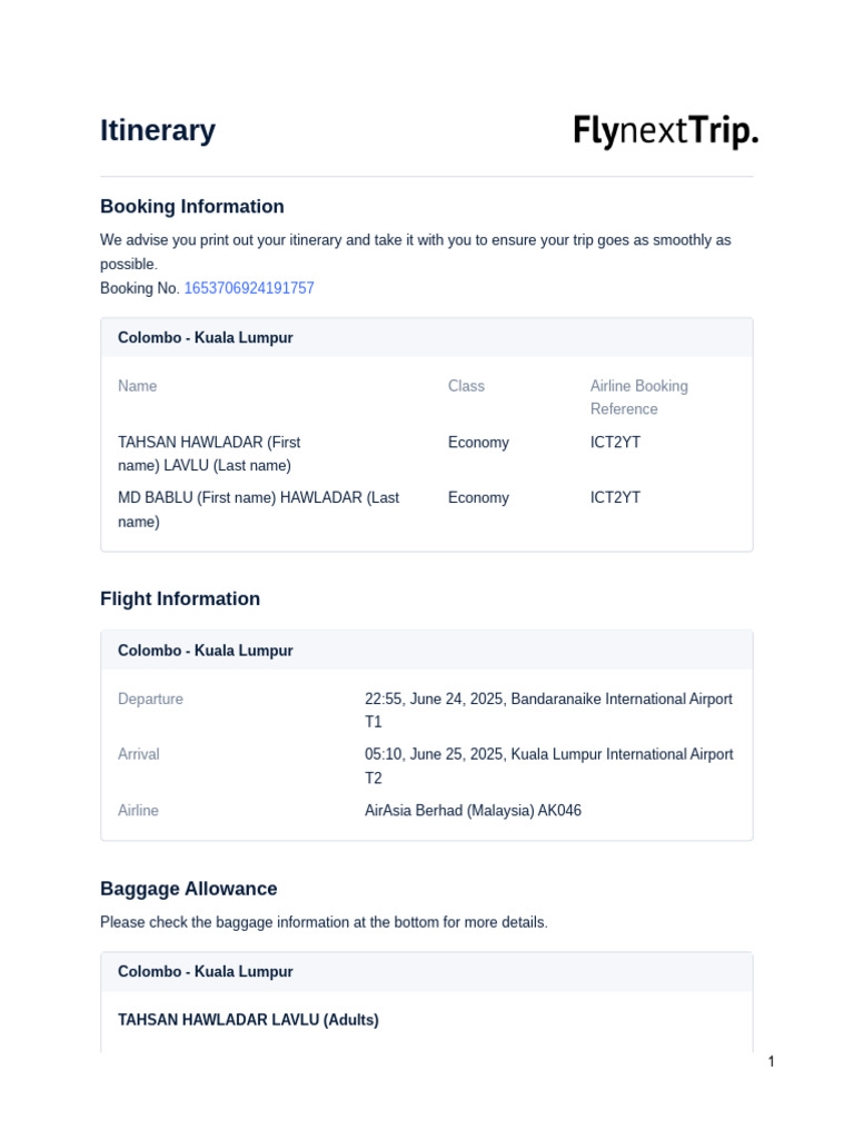 Fly Next Trip | PDF | Baggage | Civil Aviation