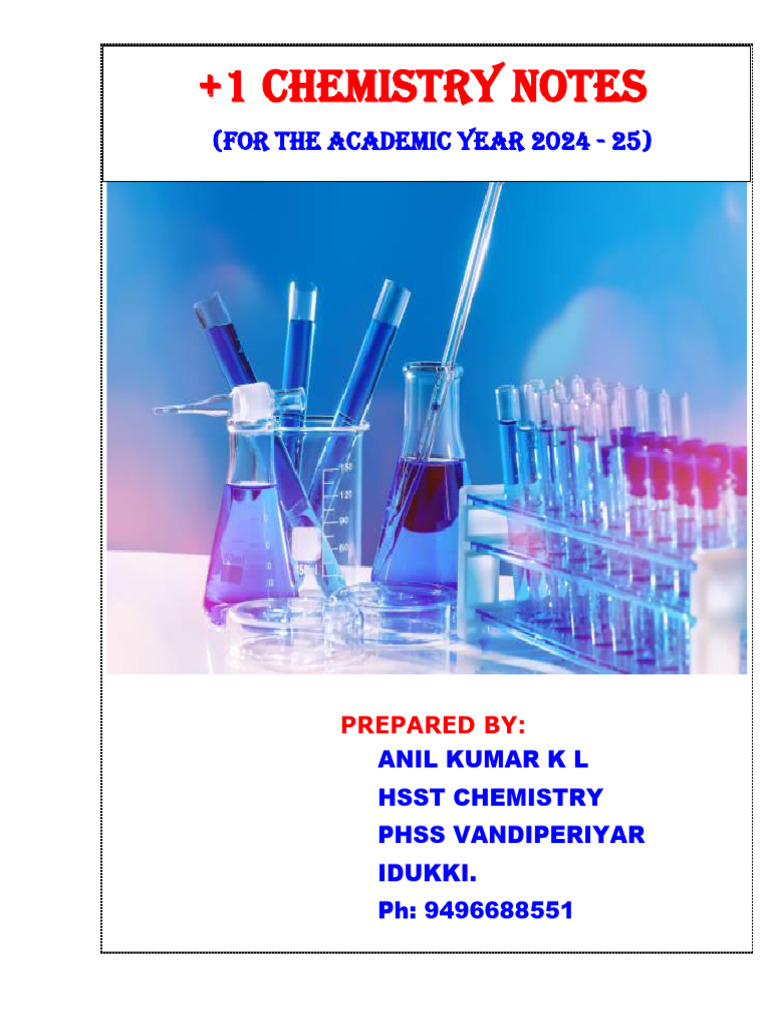 +1 Chemistry Notes 2024-25 by Anil Kumar | PDF | Emission Spectrum ...
