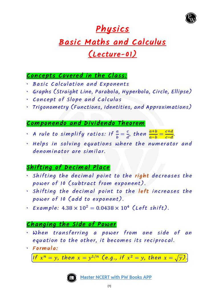 Physics Basics: Maths & Calculus Concepts | PDF | Euclidean Plane ...