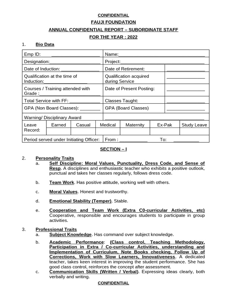 ACR Form (Teachers) | PDF | Teachers | Methodology