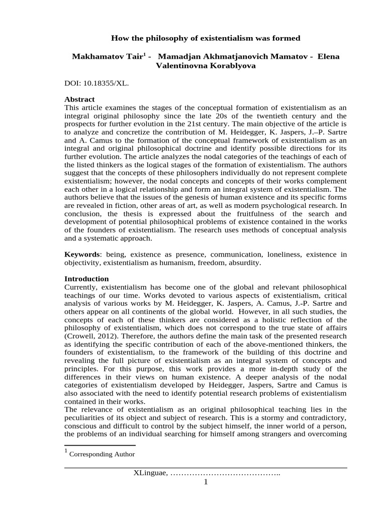 Evolution of Existentialism's Philosophy | PDF | Existentialism ...