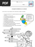 Prova de geografia 5ª série Sistema Solar