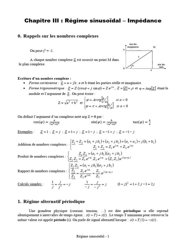 Régime Sinusoïdal et Impédance Complexe | PDF | Impédance (électricité ...