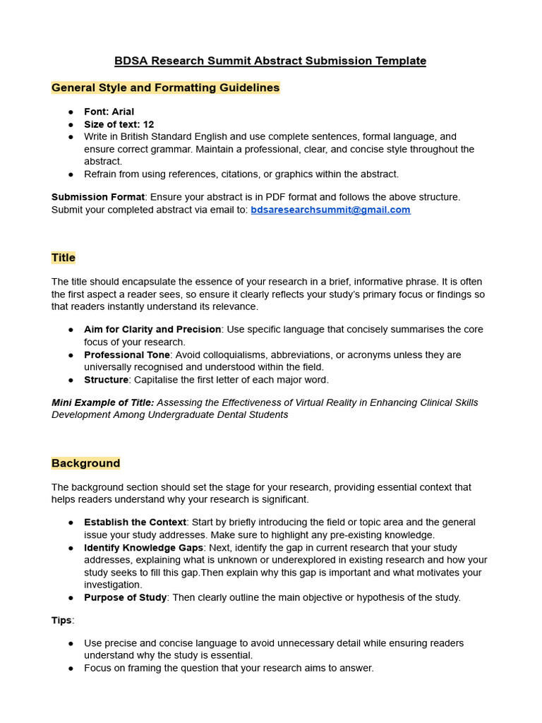 BDSA Research Summit Abstract Guidelines | PDF | Scientific Method ...
