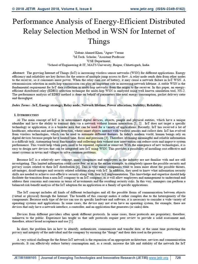 Energy-Efficient Relay Selection in WSN | PDF | Internet Of Things ...