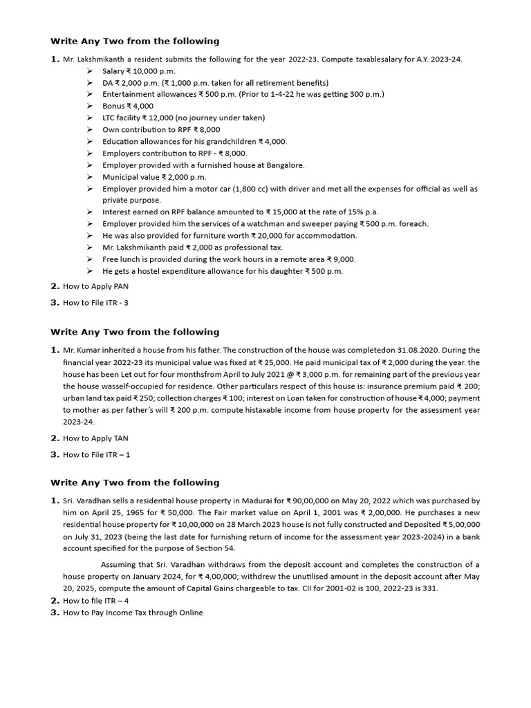 Income Tax Practical | PDF | Taxes | Capital Gains Tax