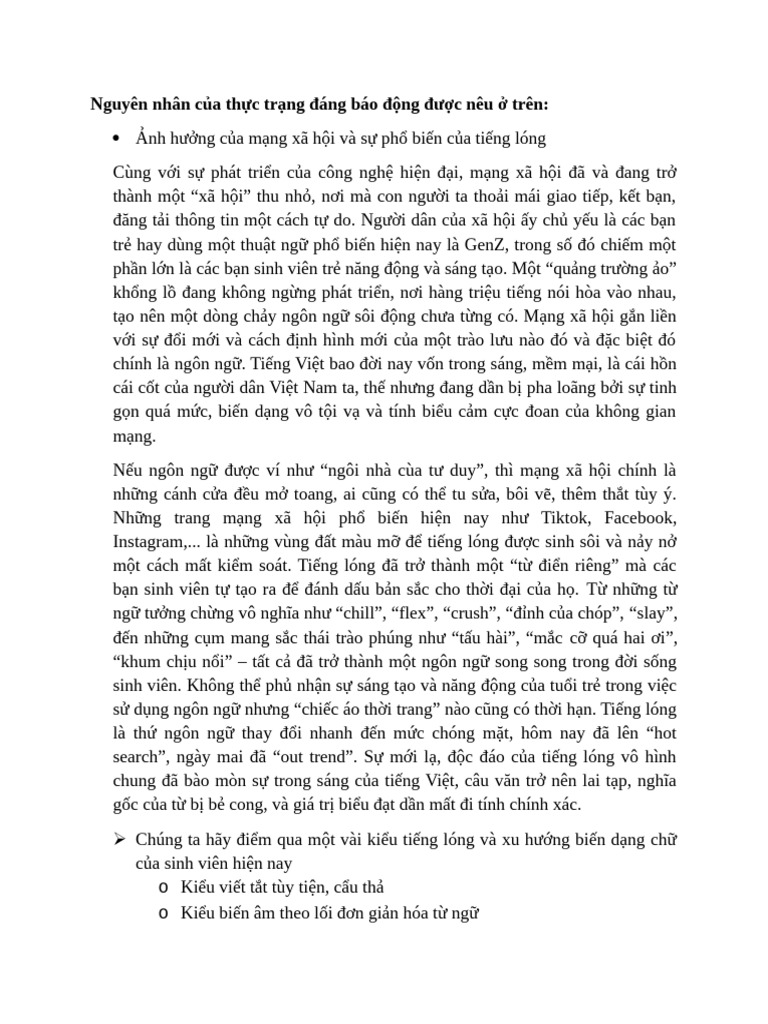 Nguyên Nhân C A TH C TR NG Đáng Báo Đ NG Đư C Nêu Trên | PDF