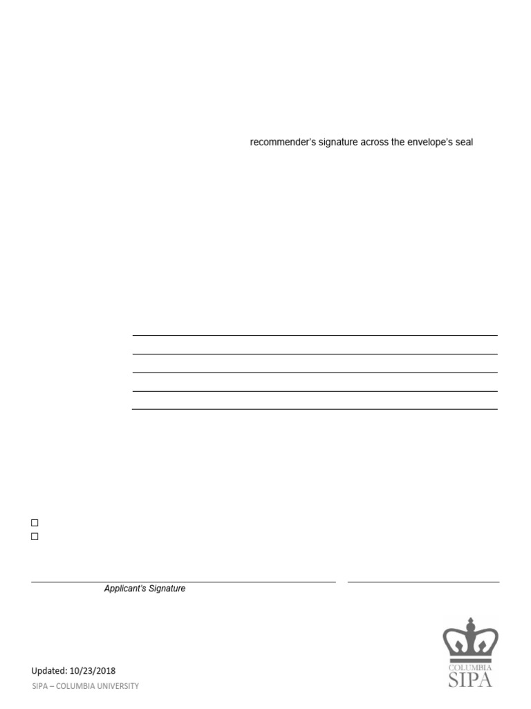 Columbia SIPA Recommendation Form | PDF