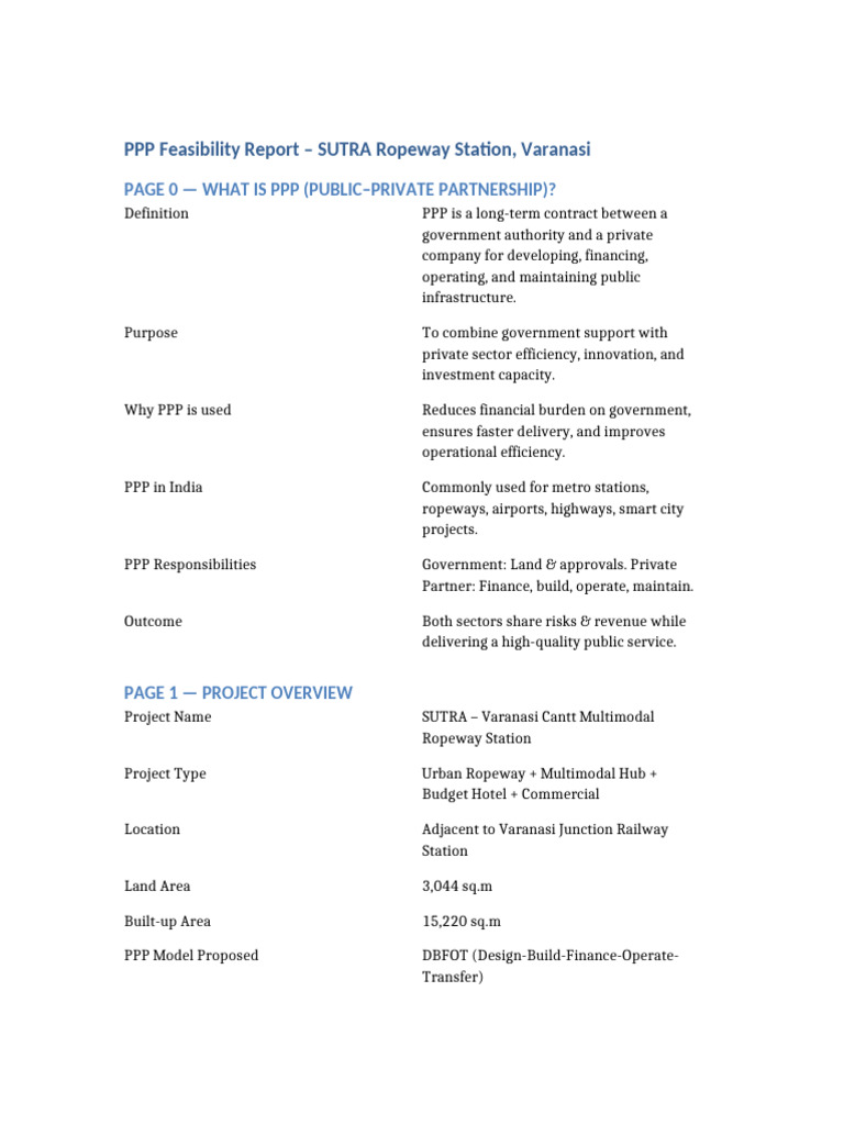 SUTRA Ropeway Station PPP Feasibility Report | PDF