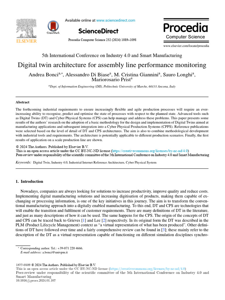 Digital Twin Architecture for Manufacturing | PDF | Cloud Computing ...