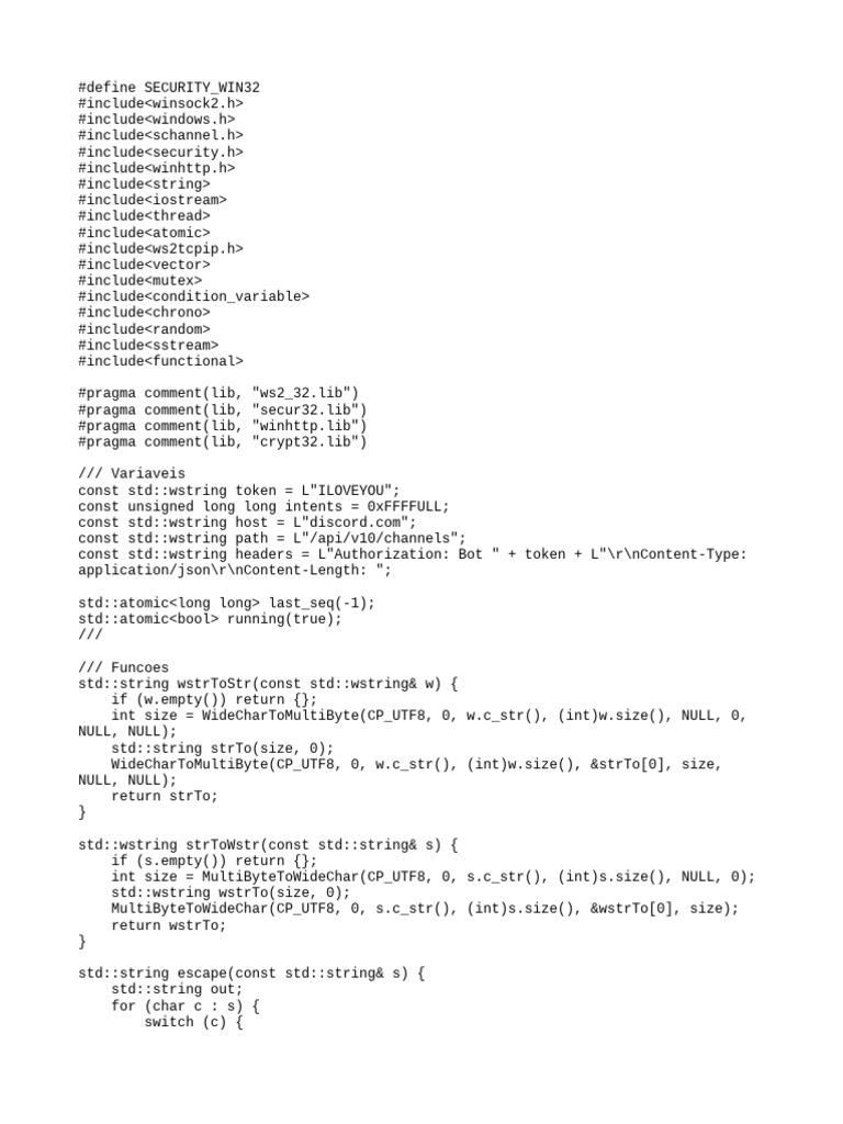 Discord Bot Message Sender Code | PDF | C++ | Programming Paradigms