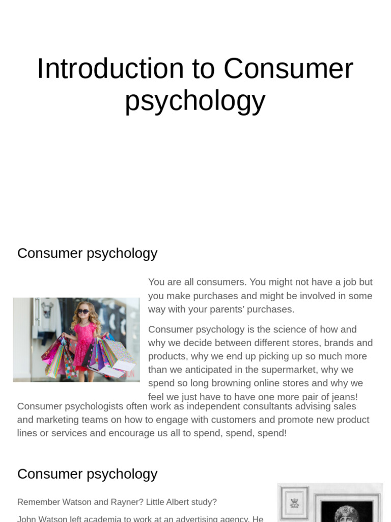 Understanding Consumer Psychology Basics | PDF | Retail | Consumer ...