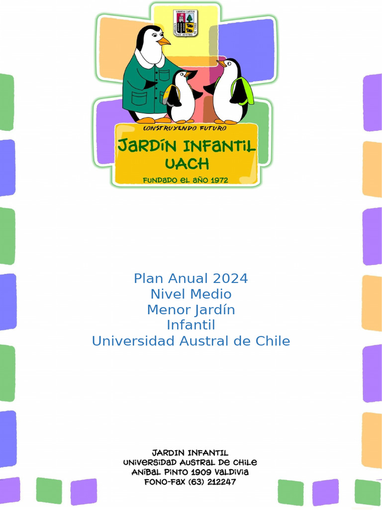 Plan Anual Jardín Infantil 2024 | PDF | Educación de la primera ...