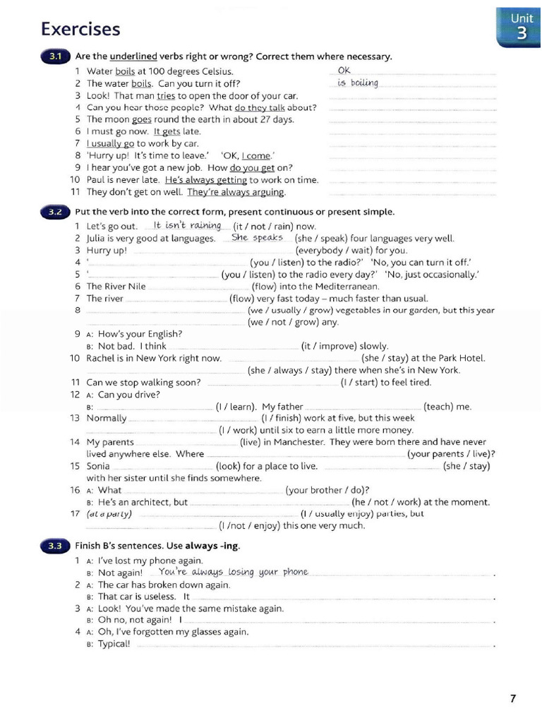 Grammar Unit 3 Exercises | PDF