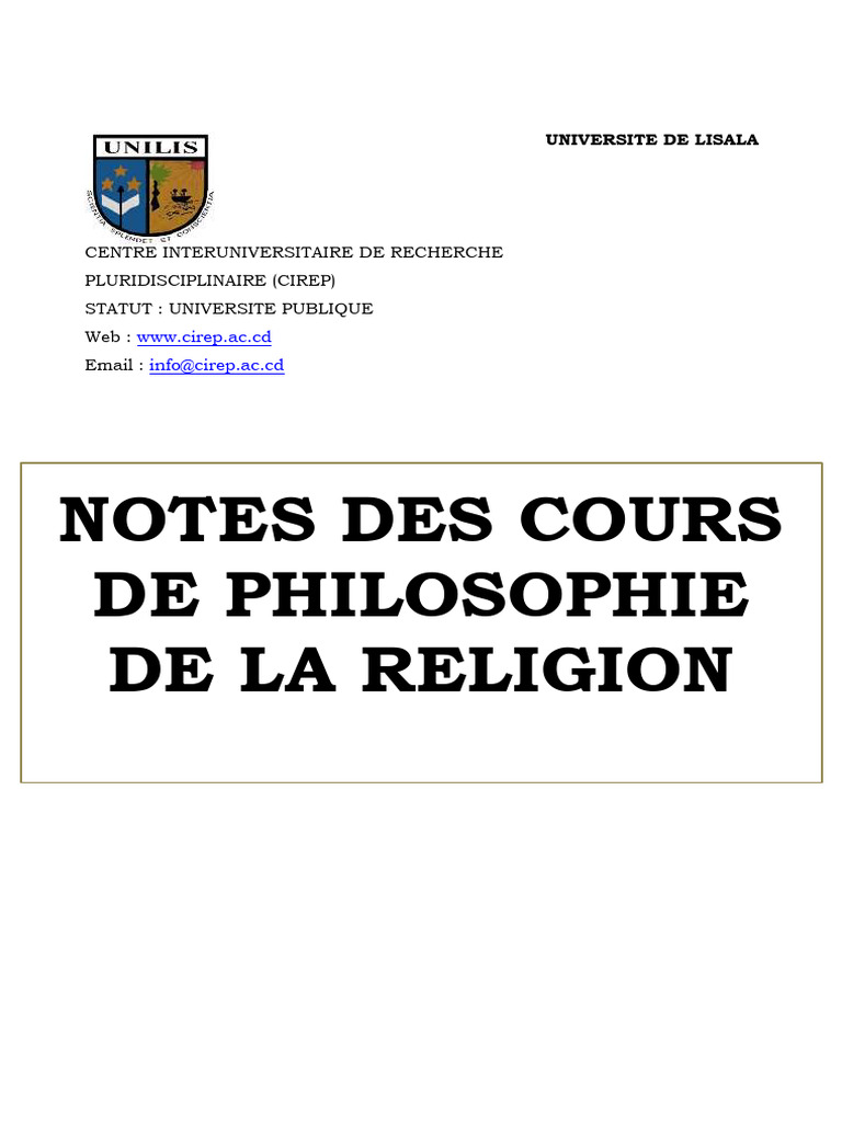 Cours de Philosophie de la Religion | PDF | Philosophie de la religion ...