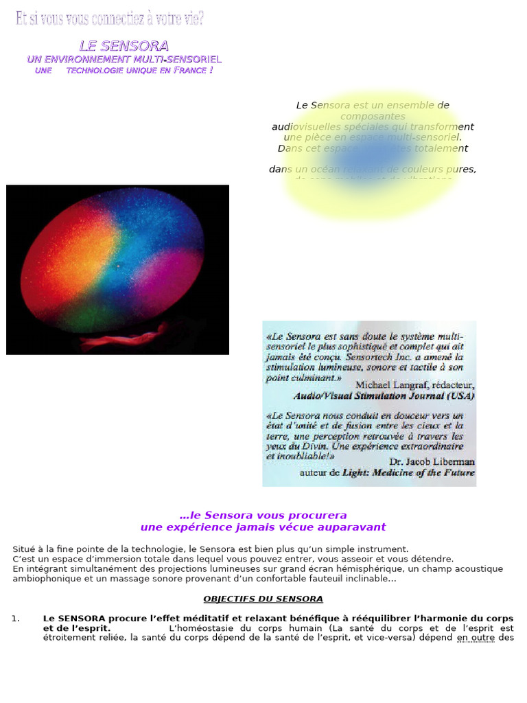 Expérience Sensorielle Unique avec Sensora | PDF | Cerveau | Lumière