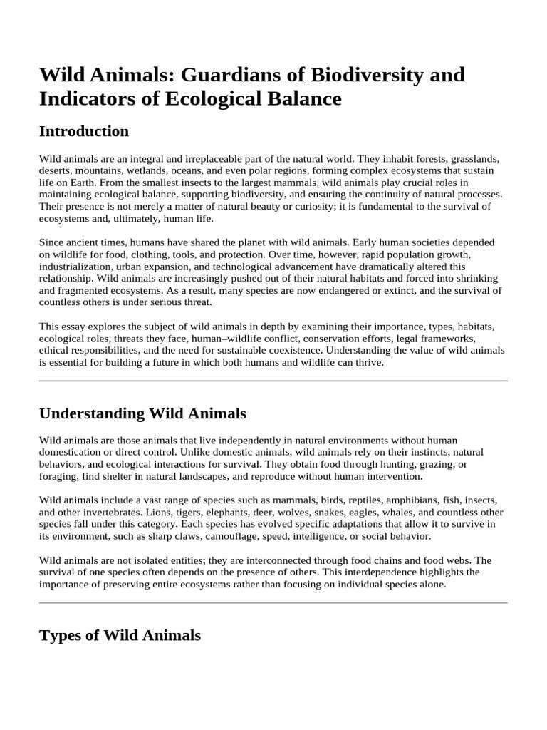 Wild Animals | PDF | Conservation Biology | Ecology