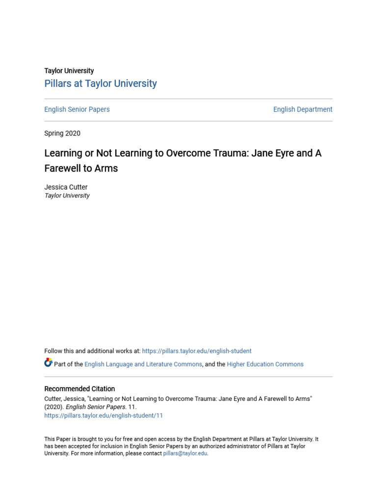 Learning or Not Learning to Overcome Trauma_ Jane Eyre and A Fare | PDF ...