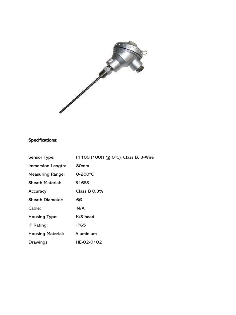 4.26 - SPEC Pt100 | PDF