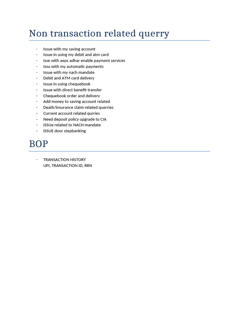 Common Banking Issues and Queries | PDF