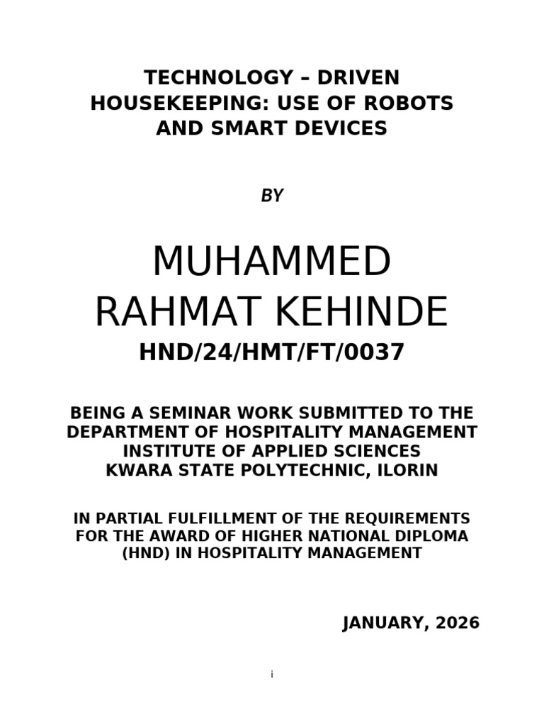 Tech Innovations in Housekeeping Operations | PDF | Housekeeping ...