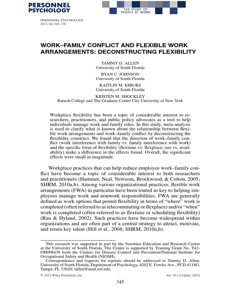 Work-Family Conflict and Flexibility Insights | PDF | Meta Analysis ...