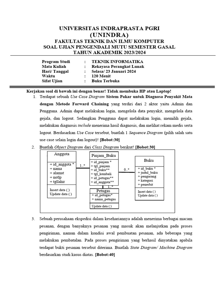 Soal Ujian Rekayasa Perangkat Lunak | PDF