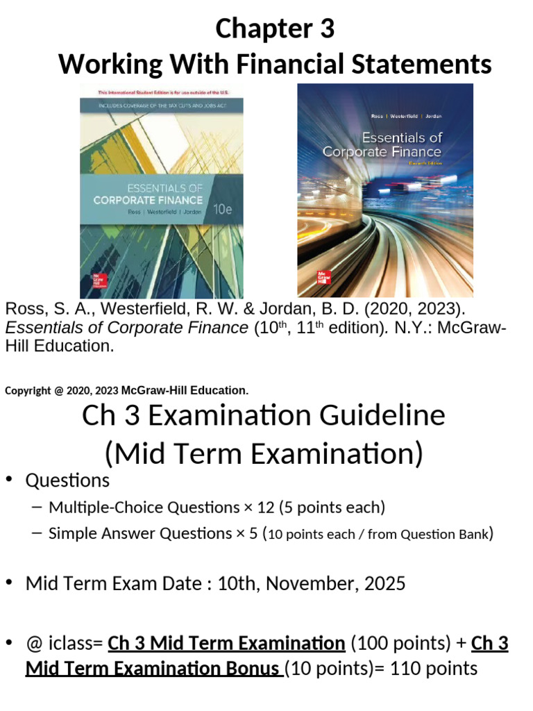 Chapter 3 Financial Statements Exam Guide | PDF